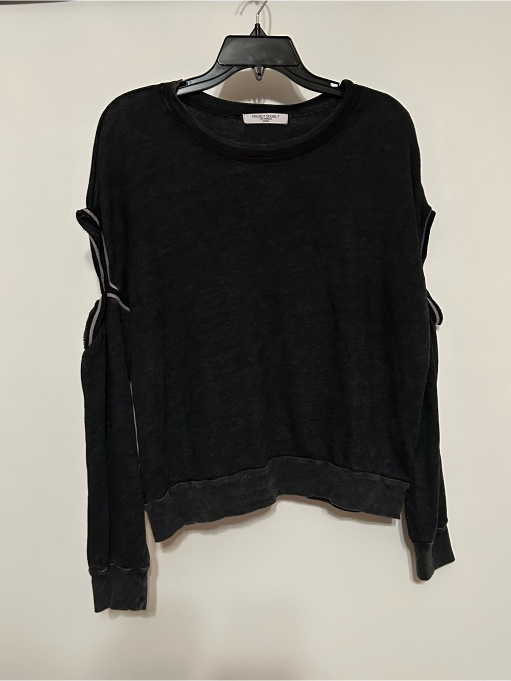 Project Social T Black Cutout Sleeve Pullover Sweatshirt
